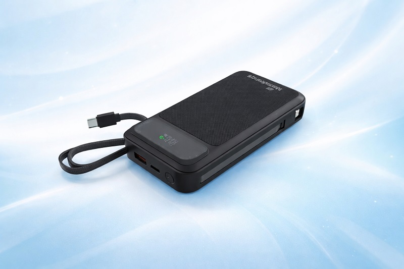 Зовнішній акумулятор MediaRange Powerbank 20.000mAh з інтегрованими зарядними кабелями та РК-дисплеєм, підтримкою USB-C® Power Delivery та Quick Charge™, чорний